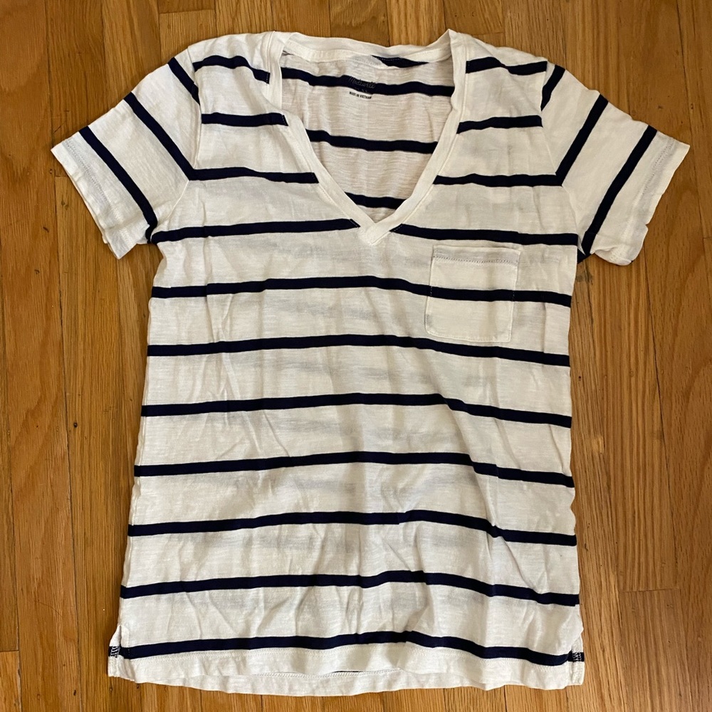 Madewell Striped V-Neck - XS